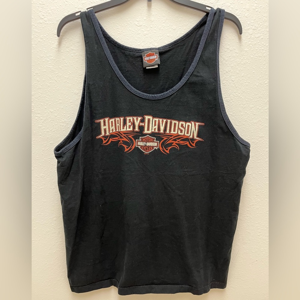 2007 Harley-Davidson Black Tank with Orange and Cream Logo